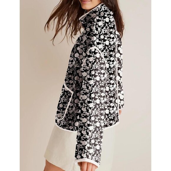 Women's Floral Quilted Jackets Cropped Button Down Padded Puffer Jacket Black - Picture 3 of 5